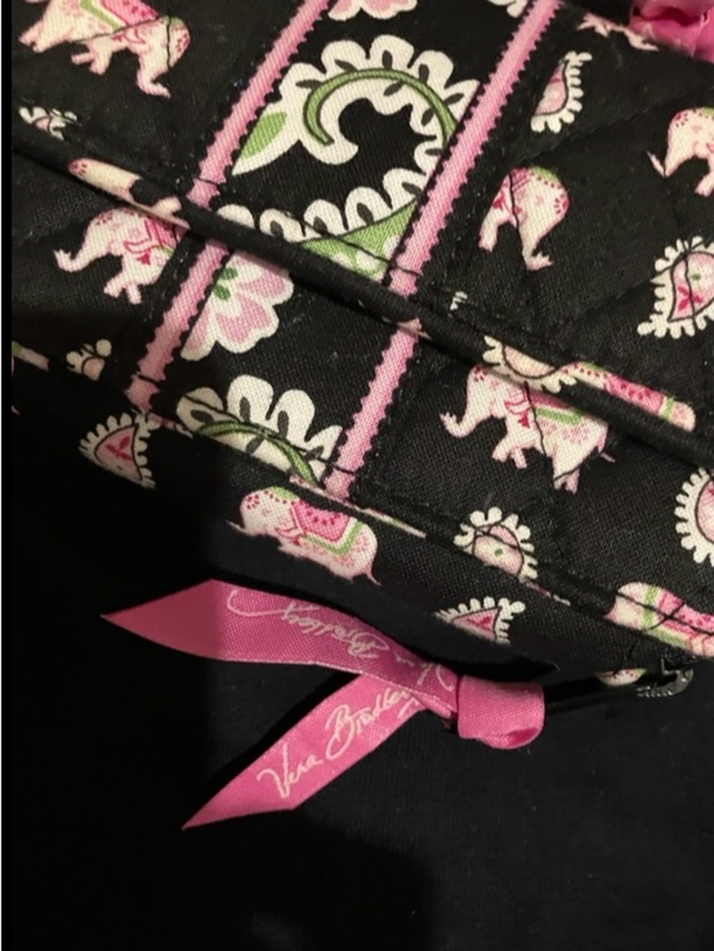 NWOT retired Vera Bradley Pink Elephants Wristlet Purse with Trifold Zip Wallet - Picture 4 of 5